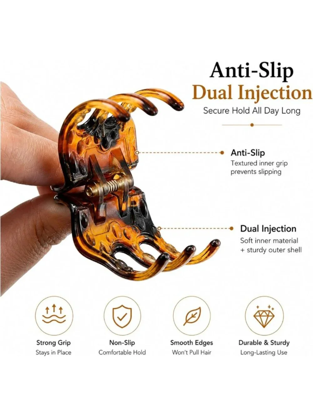 4 Pack Medium Nonslip Claw Clips - Hair Jaw Accessories for Easy Updos & Makeup